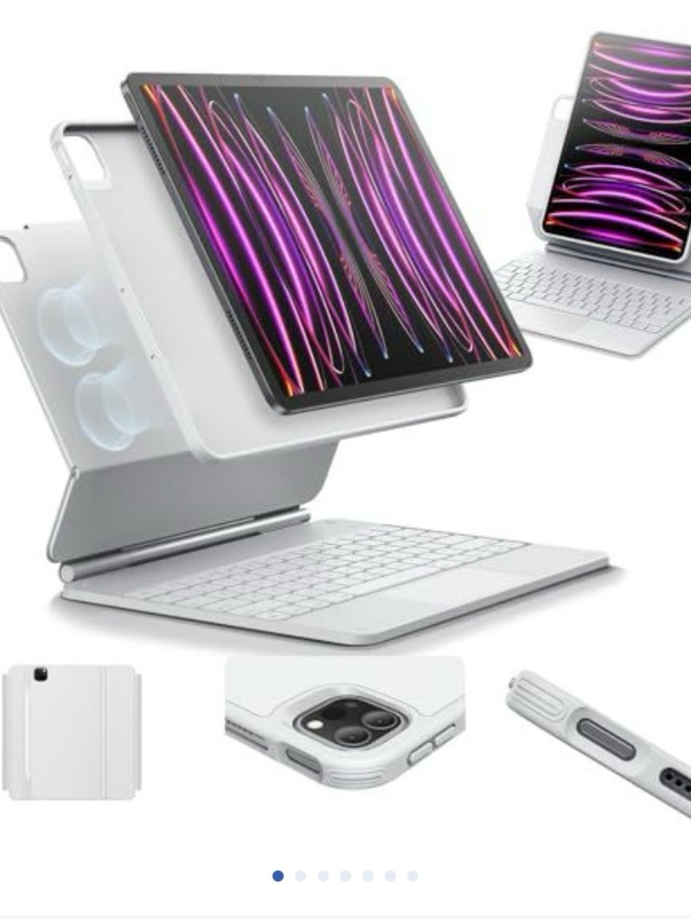 Universal White Magnetic Keyboard Case for 11-13" Tablets